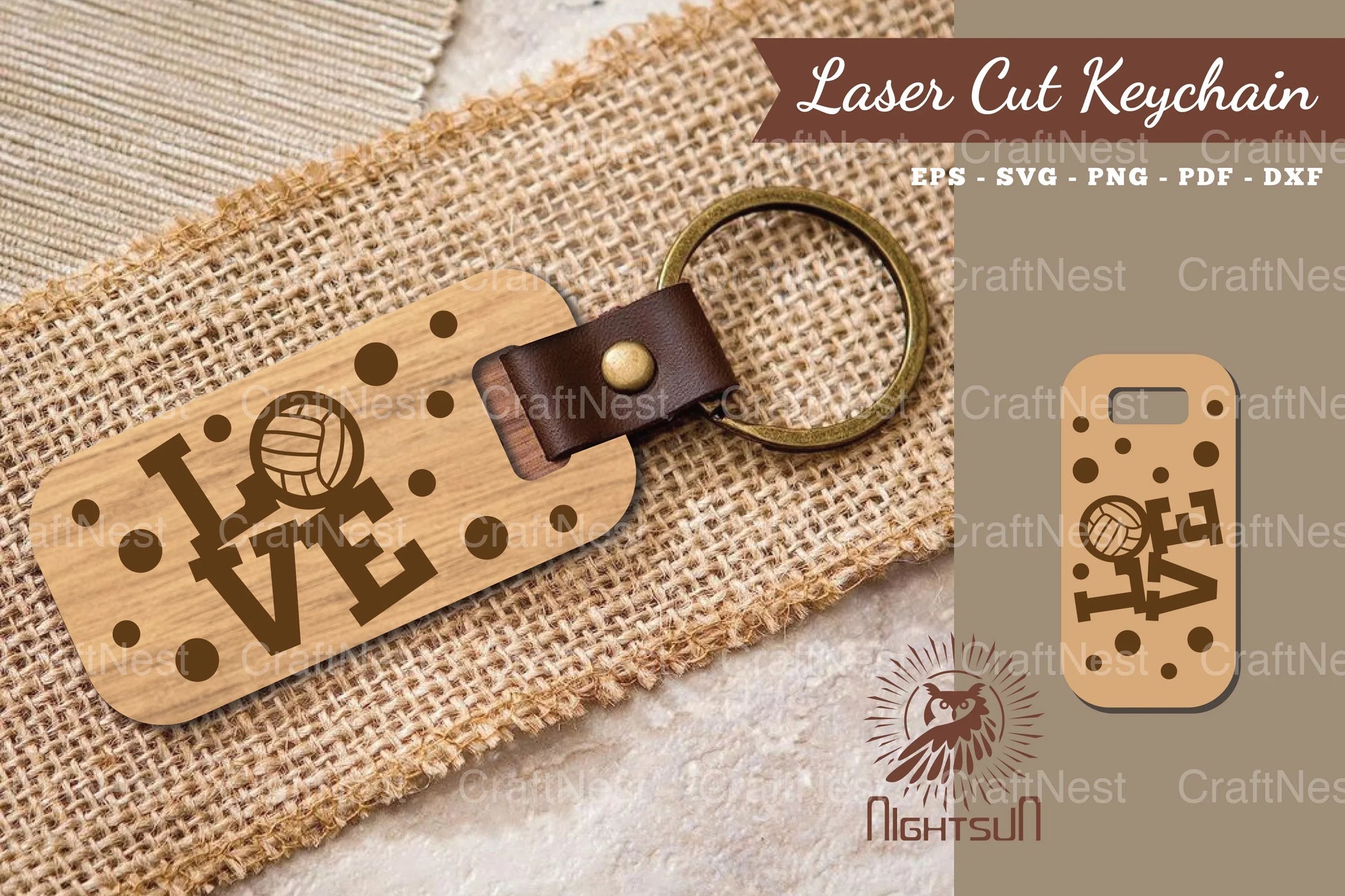 Love Volleyball Laser Cut Keychain Design Bundle - CraftNest - Digital Crafting and Art