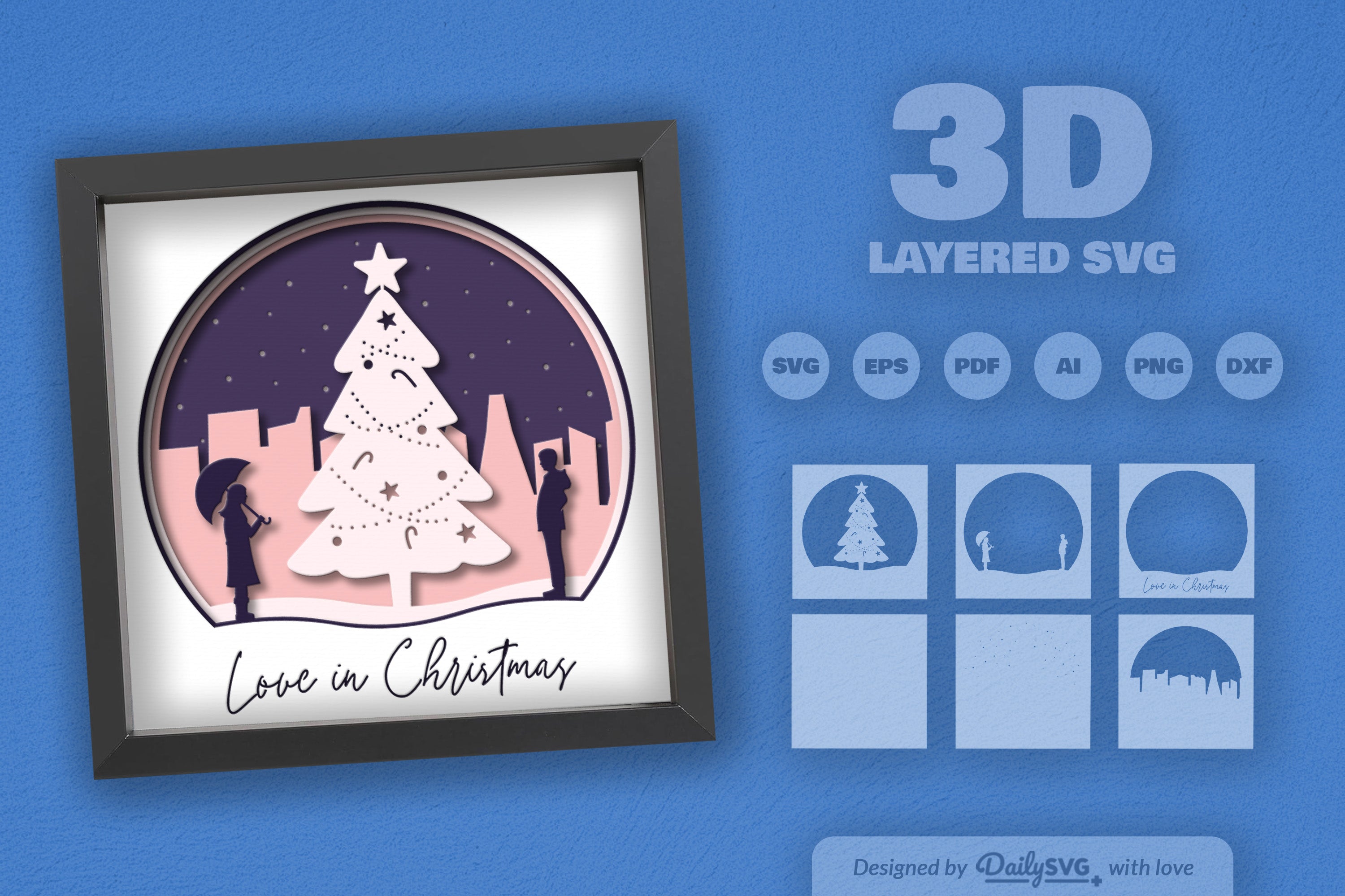 Love in Christmas Papercut SVG Bundle