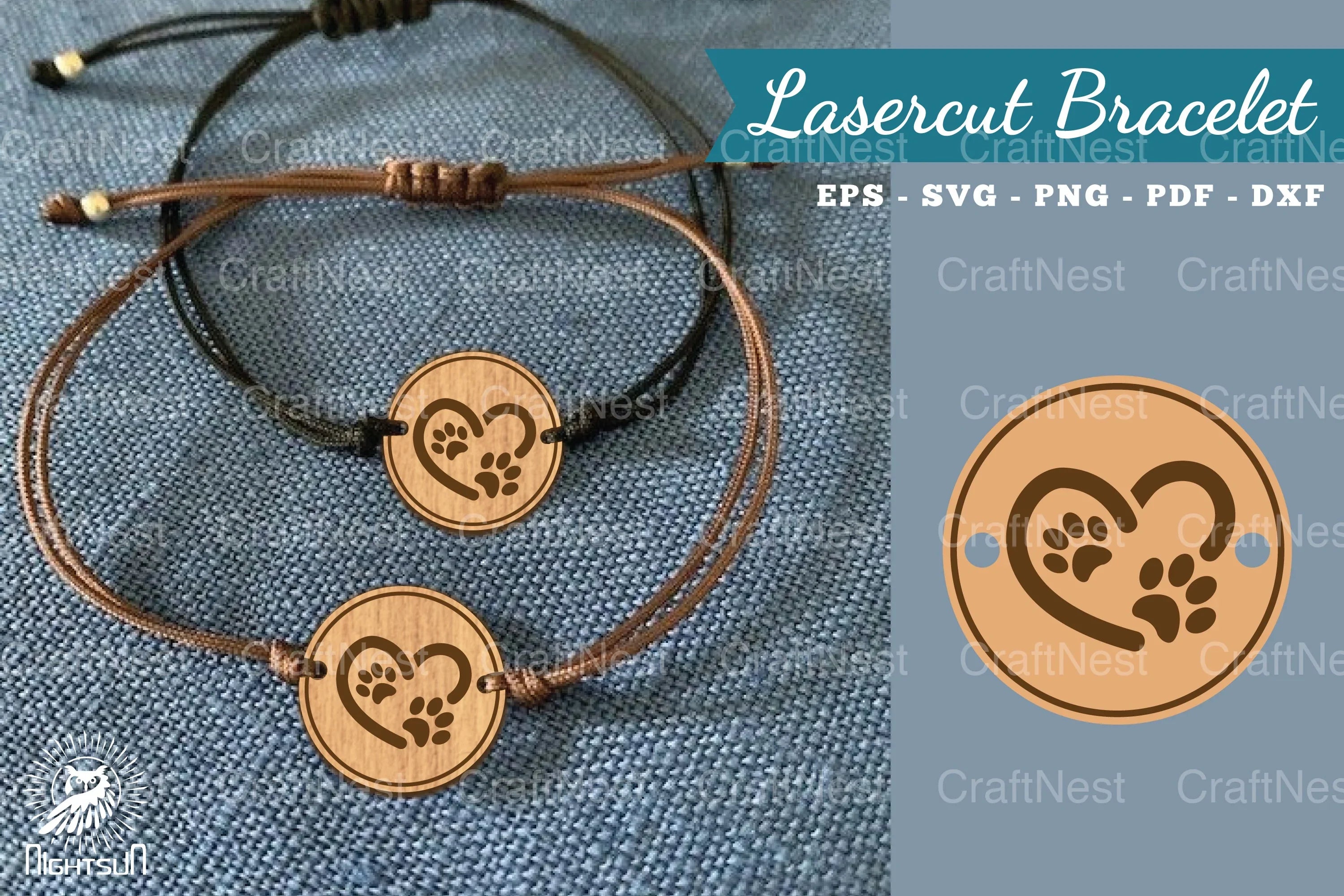 Love Paw Laser Cut Bracelet Design Bundle - CraftNest - Digital Crafting and Art