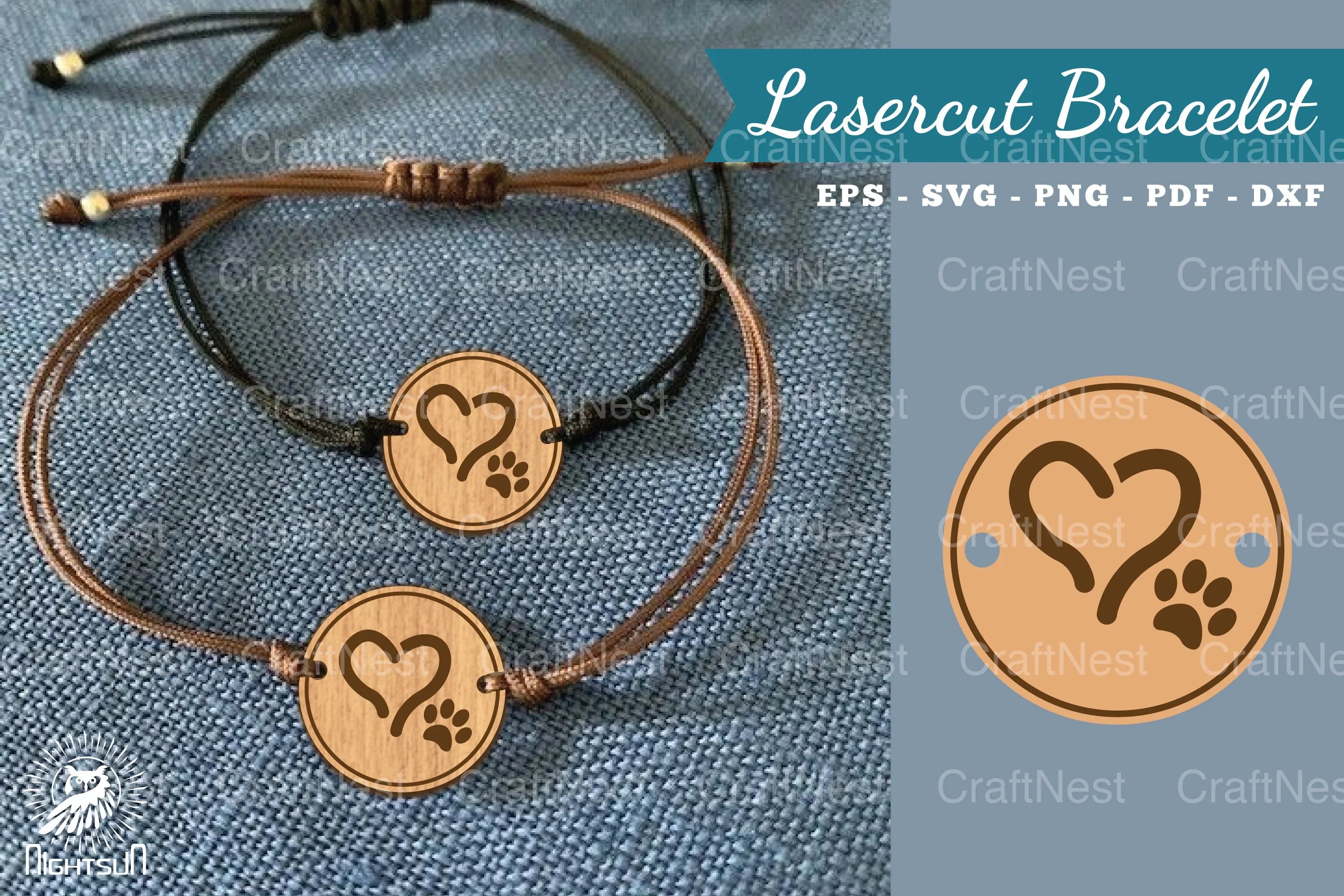Love Paw Laser Cut Bracelet Design Bundle - CraftNest - Digital Crafting and Art