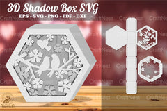 Loving Couple Bird Hexagon Shadow Box Clipart Bundle - CraftNest - Digital Crafting and Art