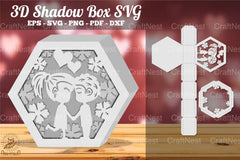 Loving Couple Hexagon Shadow Box Papercut Design - CraftNest - Digital Crafting and Art