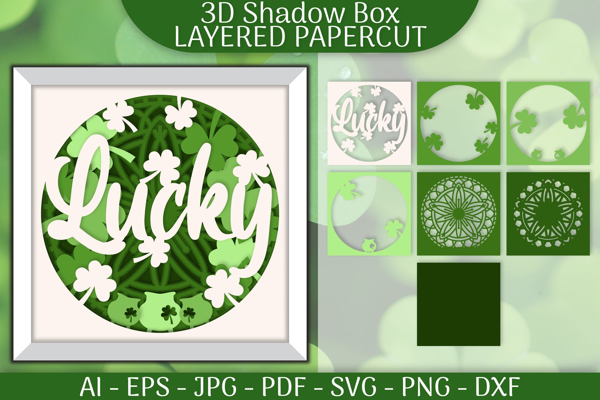 Lucky 3D Shadowbox Layered Papercut SVG Bundle - CraftNest - Digital Crafting and Art