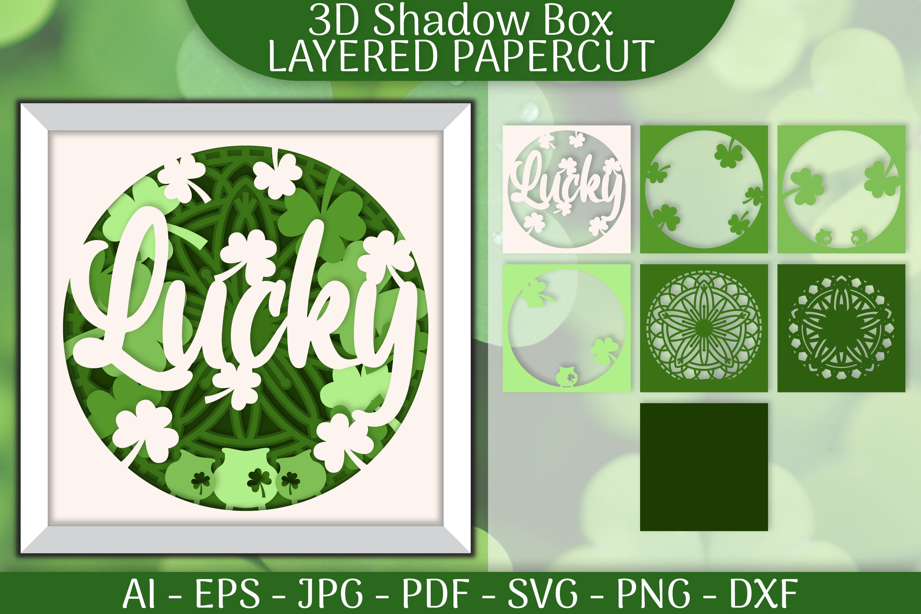 Lucky 3D Shadowbox Layered Papercut SVG Bundle - CraftNest - Digital Crafting and Art