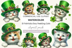 St Patrick's Day Peeking Cats Clipart Bundle - CraftNest - Digital Crafting and Art