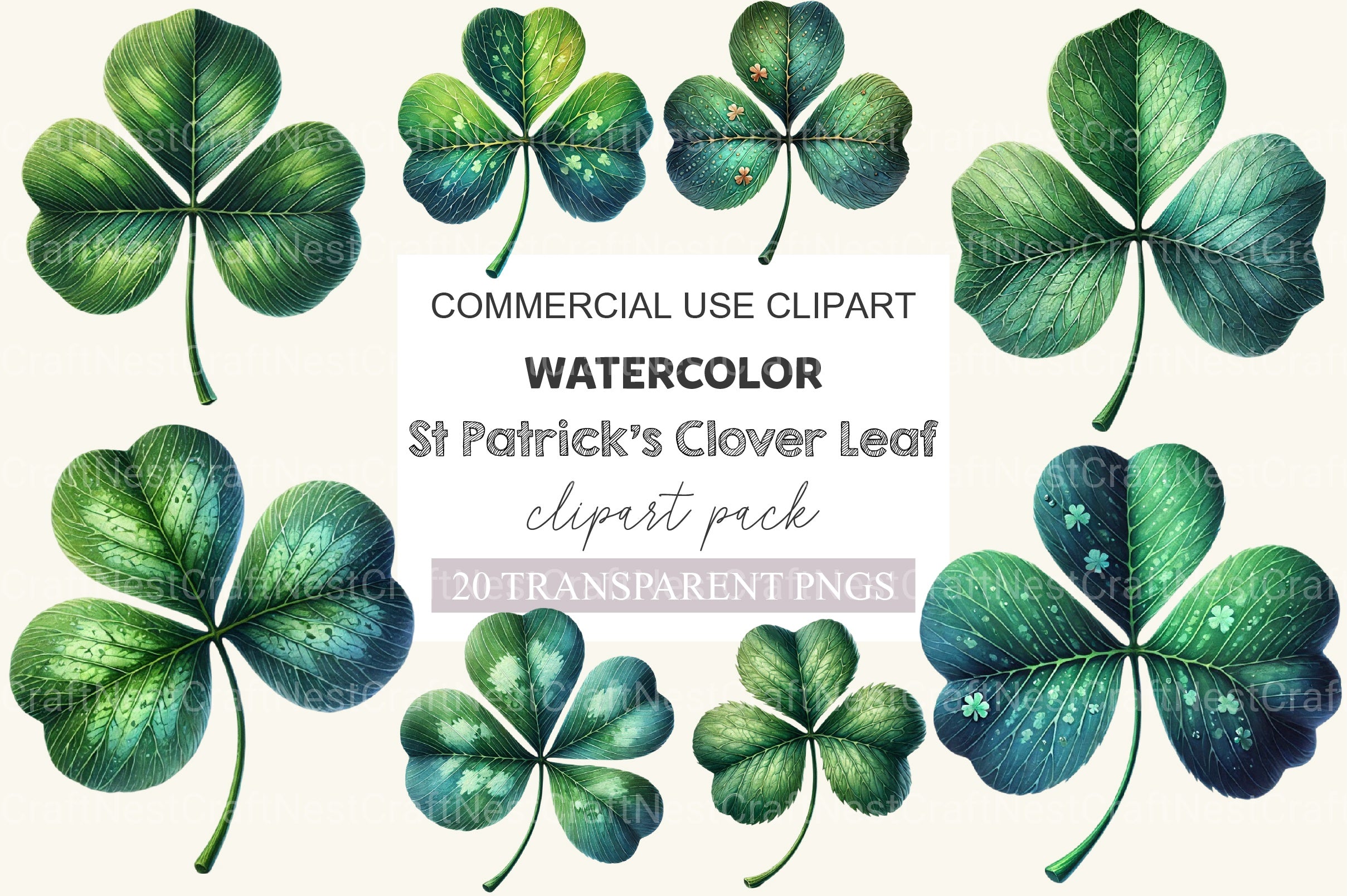 St Patrick's Clover Leaf Clipart Bundle - CraftNest - Digital Crafting and Art