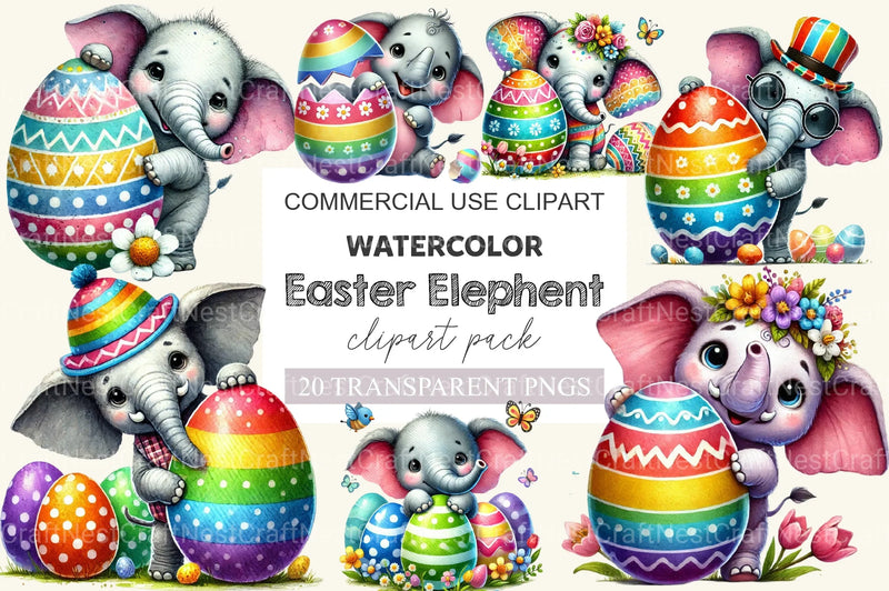 Easter Elephant Clipart Bundle - CraftNest - Digital Crafting and Art