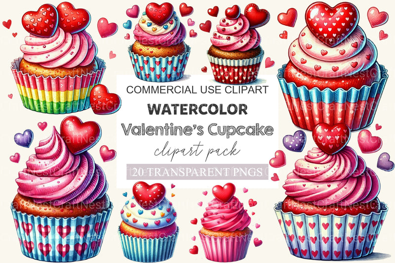 Valentine's Cupcake Clipart Bundle - CraftNest - Digital Crafting and Art