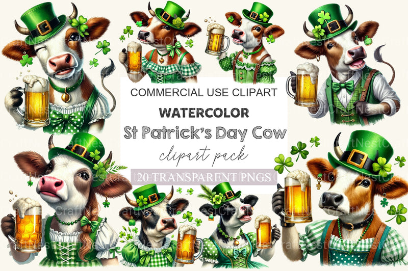 St Patrick's Day Cow Clipart Bundle - CraftNest - Digital Crafting and Art