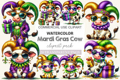 Mardi Gras Cow Clipart Bundle 2 - CraftNest - Digital Crafting and Art