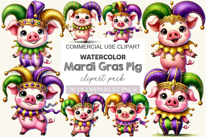 Mardi Gras Pig Clipart Bundle - CraftNest - Digital Crafting and Art