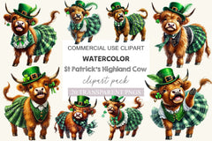 St Patrick's Highland Cow Clipart Bundle 2 - CraftNest - Digital Crafting and Art