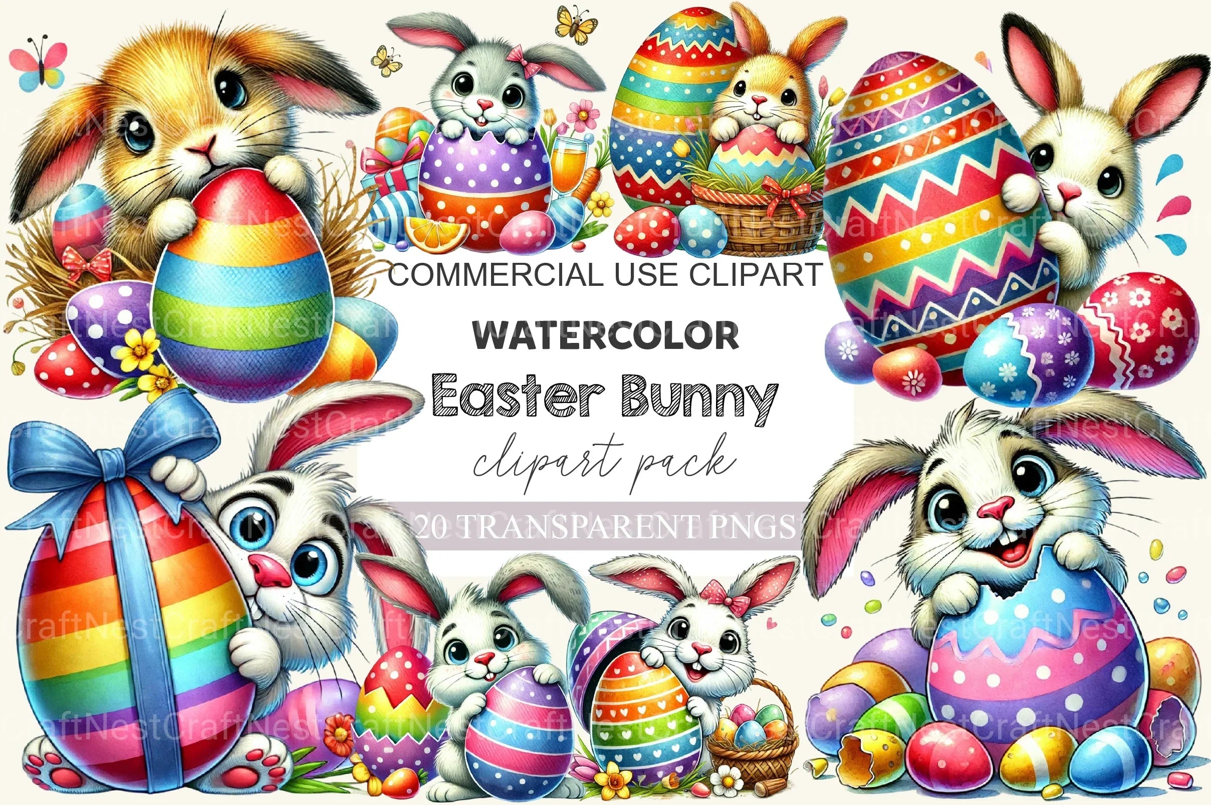 Easter Bunny Clipart Bundle 17 - CraftNest - Digital Crafting and Art
