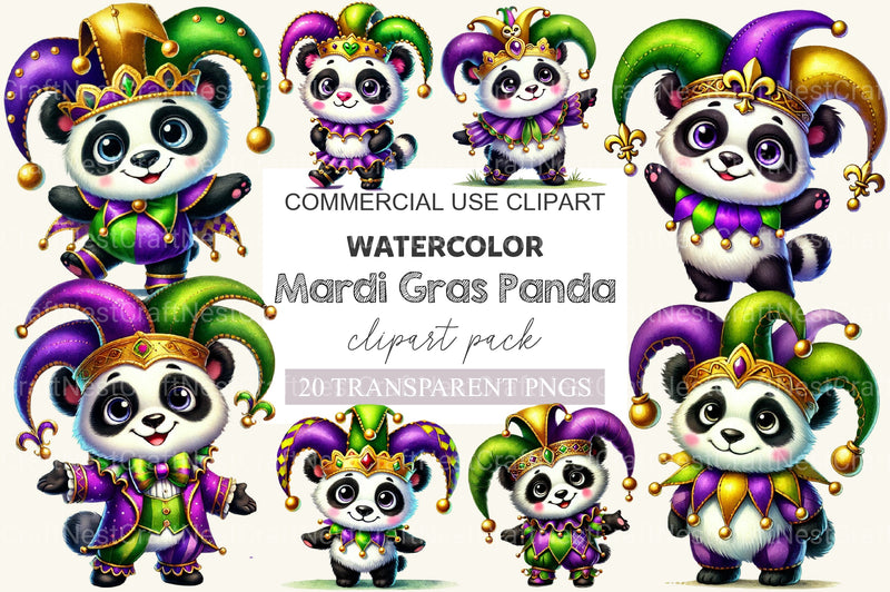 Mardi Gras Panda Clipart Bundle 1 - CraftNest - Digital Crafting and Art