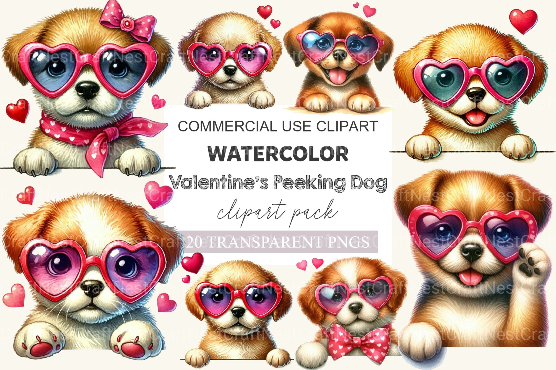 Valentine's Peeking Dog Clipart Bundle - CraftNest - Digital Crafting and Art