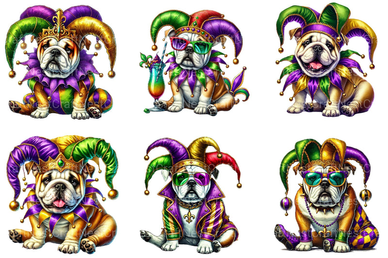 Mardi Gras Bulldog Clipart Bundle - CraftNest - Digital Crafting and Art