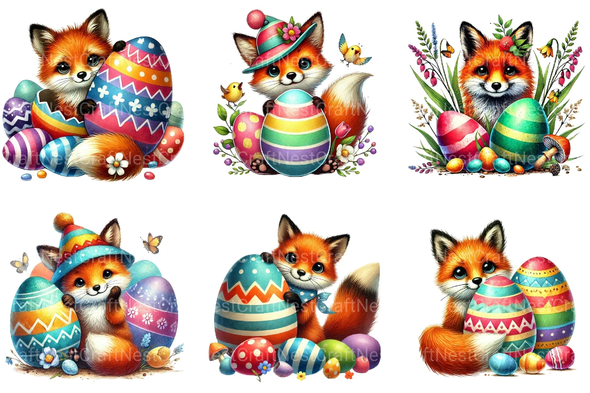 Easter Fox Clipart Bundle 2 - CraftNest - Digital Crafting and Art