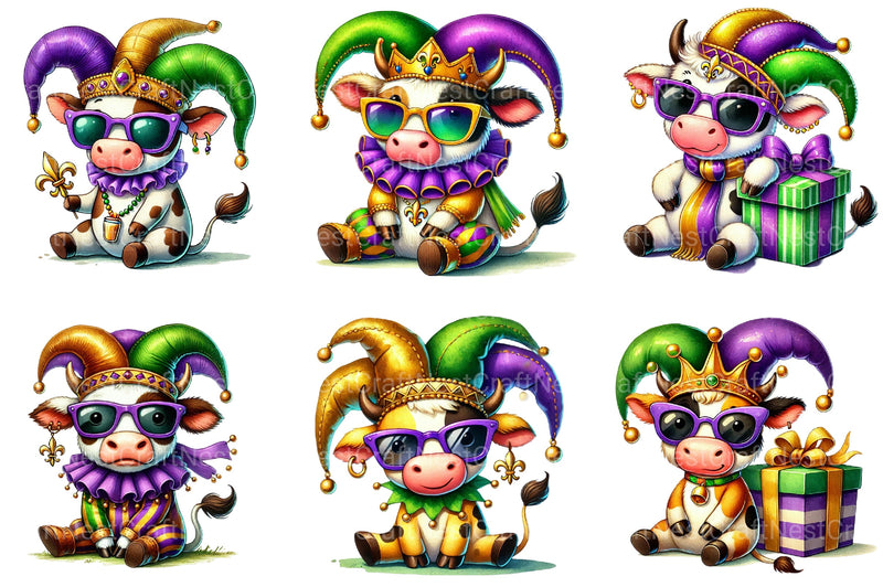 Mardi Gras Cow Clipart Bundle 2 - CraftNest - Digital Crafting and Art