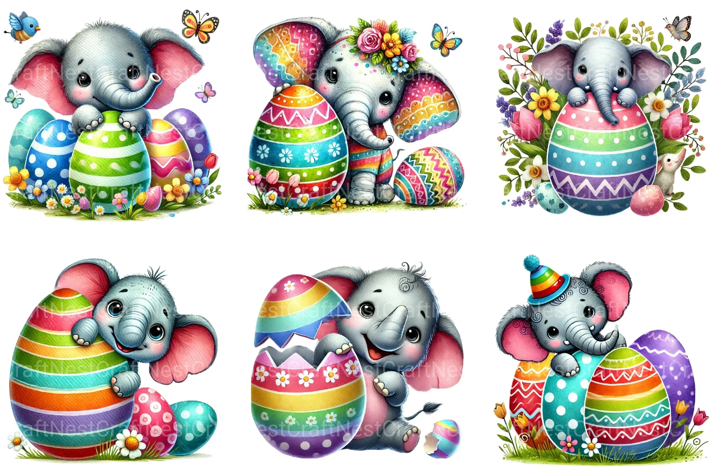 Easter Elephant Clipart Bundle - CraftNest - Digital Crafting and Art