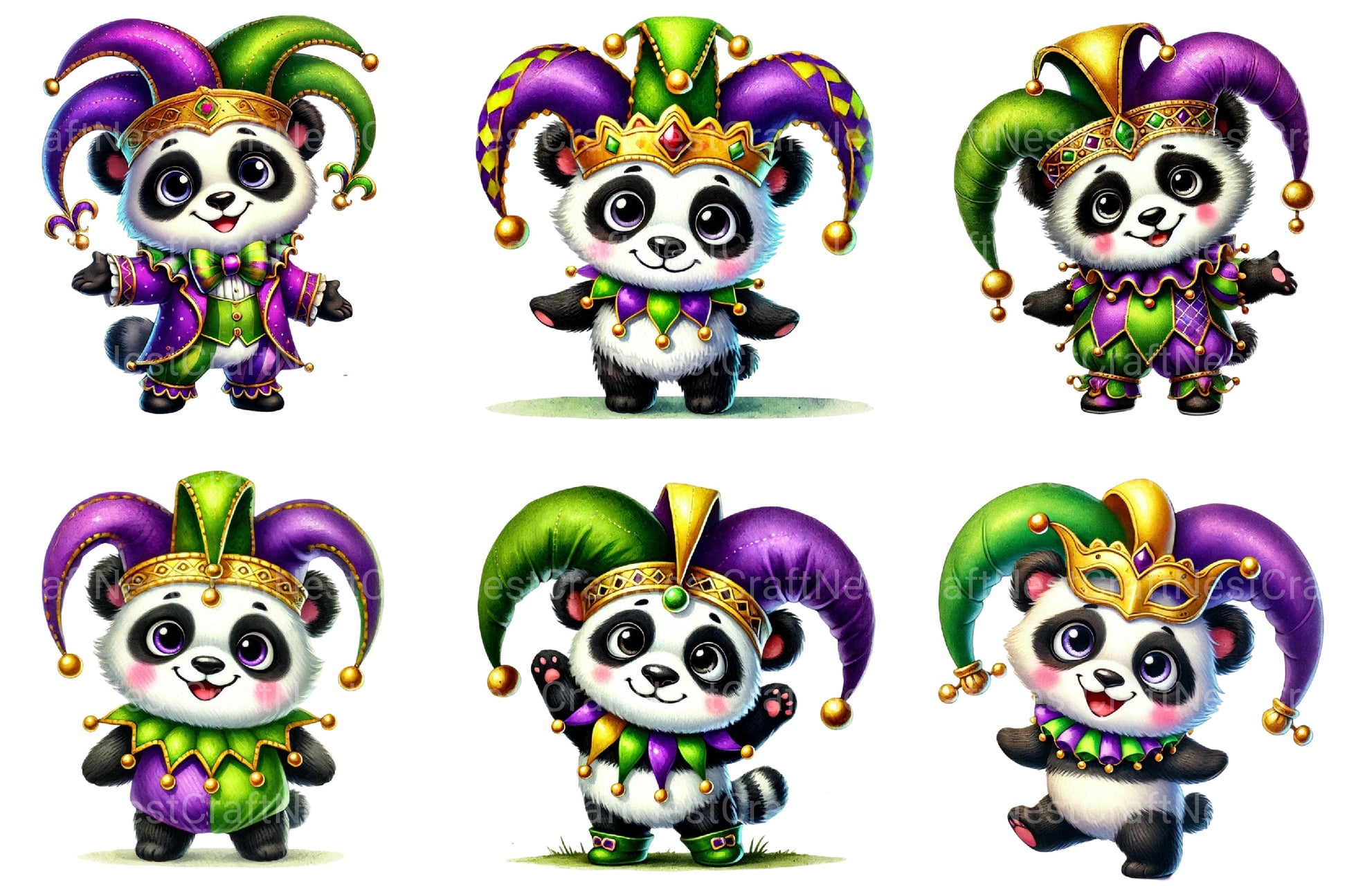Mardi Gras Panda Clipart Bundle 1 - CraftNest - Digital Crafting and Art