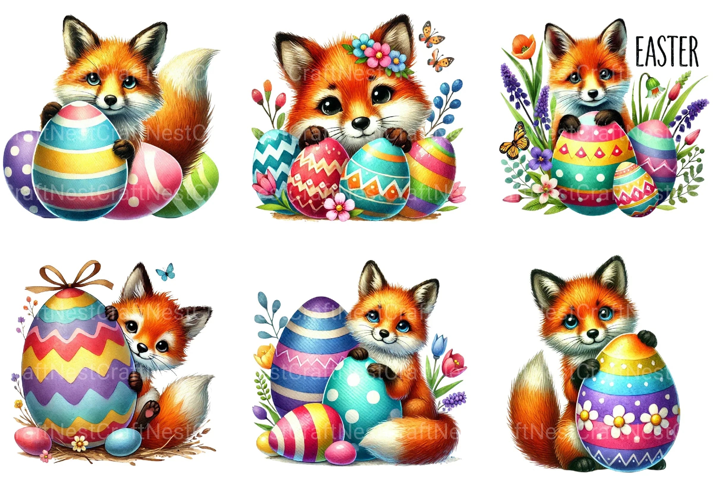 Easter Fox Clipart Bundle 2 - CraftNest - Digital Crafting and Art