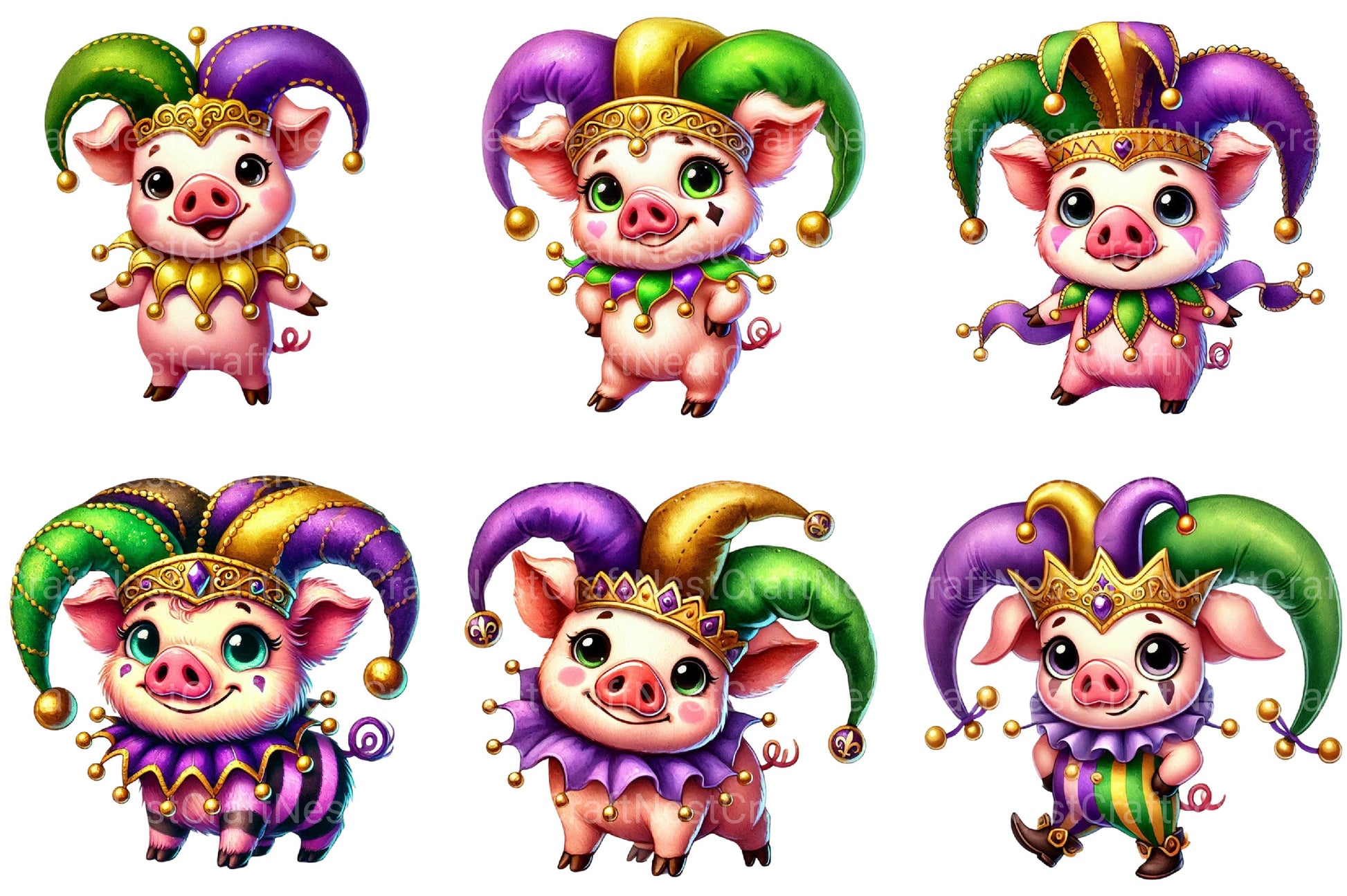 Mardi Gras Pig Clipart Bundle - CraftNest - Digital Crafting and Art