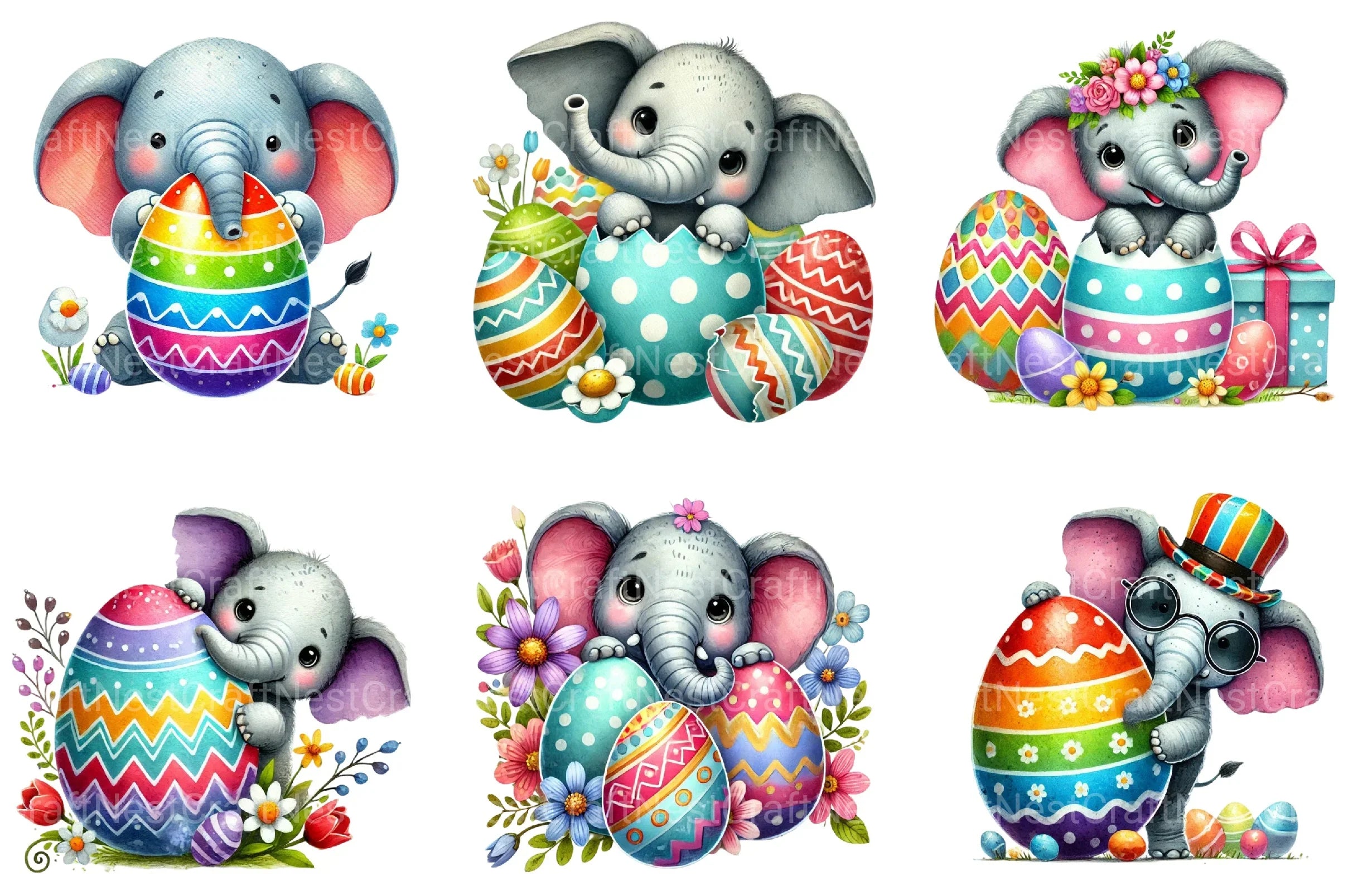 Easter Elephant Clipart Bundle - CraftNest - Digital Crafting and Art
