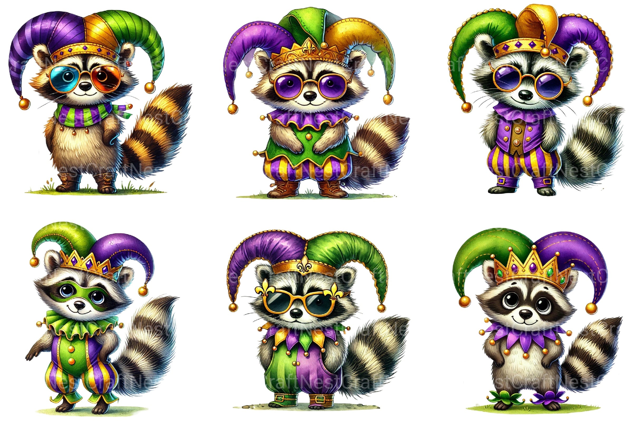 Mardi Gras Raccoon Clipart Bundle - CraftNest - Digital Crafting and Art