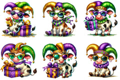 Mardi Gras Cow Clipart Bundle 2 - CraftNest - Digital Crafting and Art
