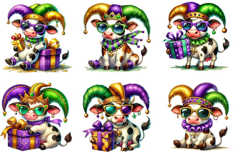 Mardi Gras Cow Clipart Bundle 2 - CraftNest - Digital Crafting and Art