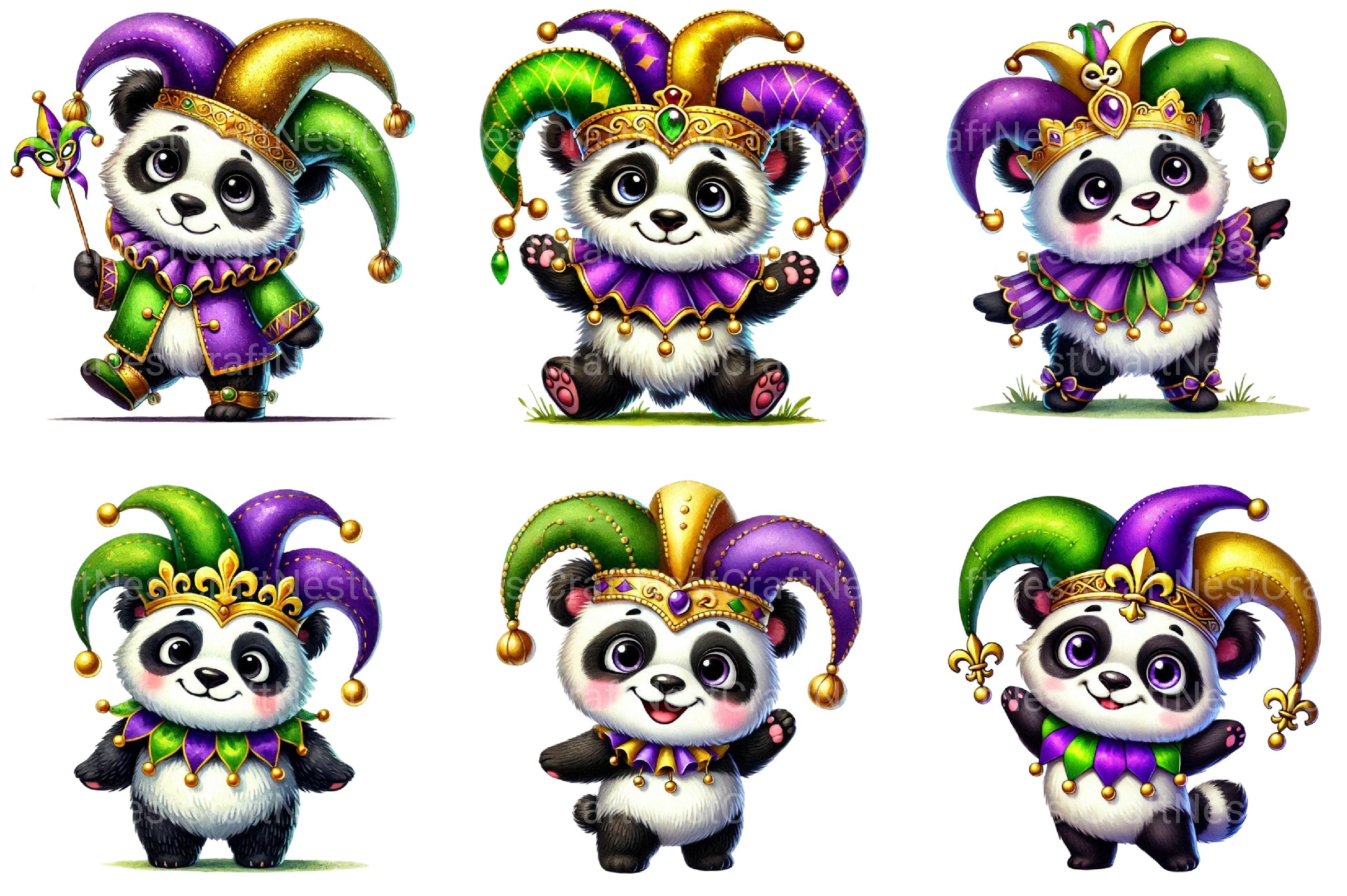Mardi Gras Panda Clipart Bundle 1 - CraftNest - Digital Crafting and Art