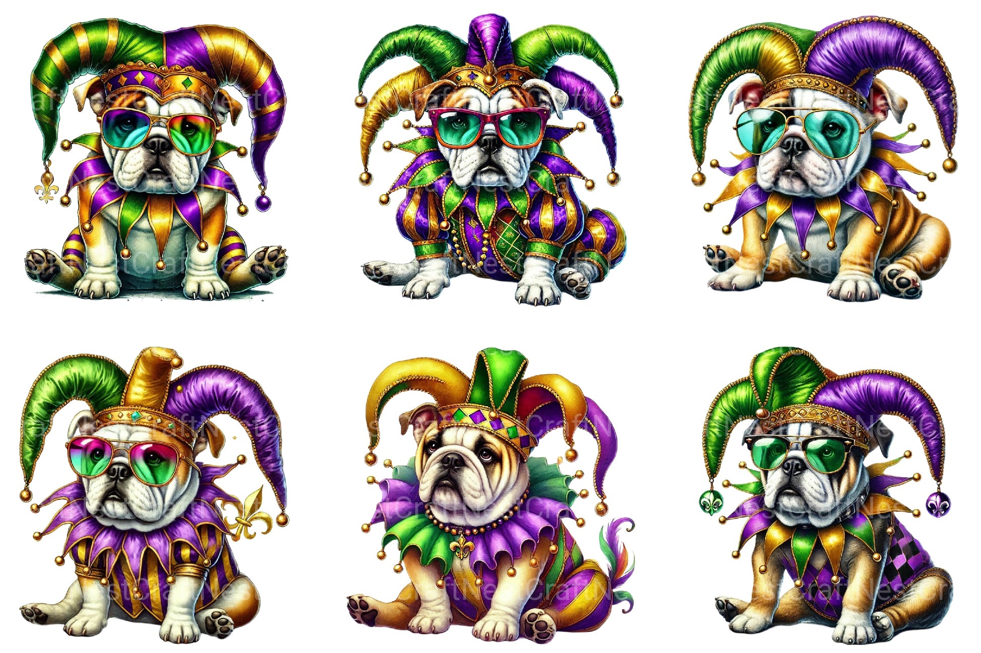 Mardi Gras Bulldog Clipart Bundle - CraftNest - Digital Crafting and Art
