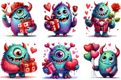 Valentine's Monster Clipart Bundle - CraftNest - Digital Crafting and Art