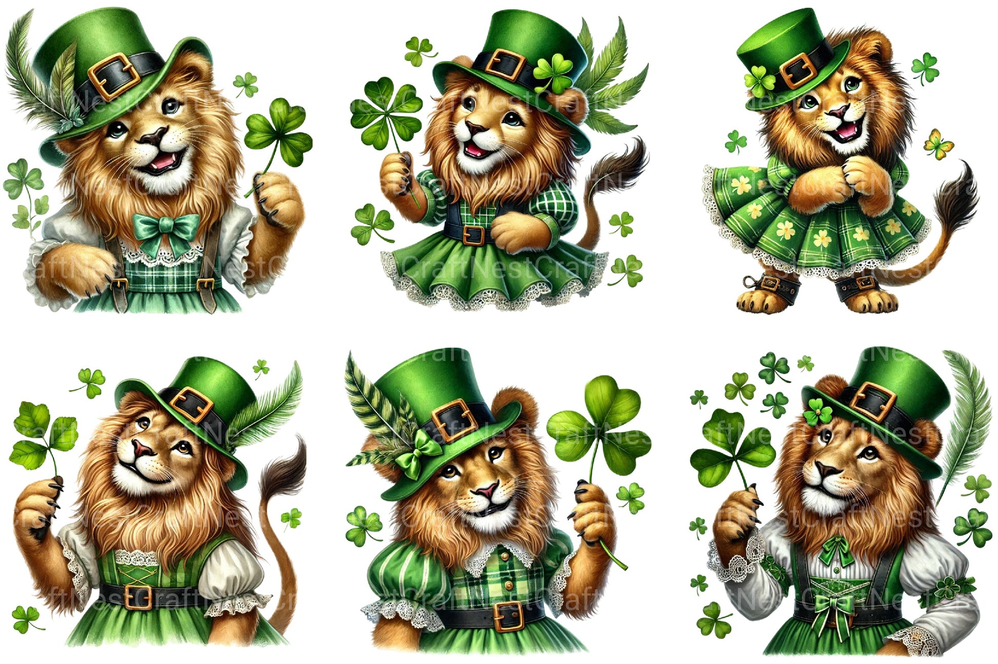 St Patrick's Day Lion Clipart Bundle - CraftNest - Digital Crafting and Art