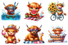 Summer Highland Cow Clipart Bundle 2 - CraftNest - Digital Crafting and Art
