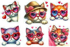 Valentine's Peeking Cat Clipart Bundle - CraftNest - Digital Crafting and Art