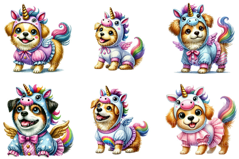 Unicorn Cute Dog Clipart Bundle - CraftNest - Digital Crafting and Art
