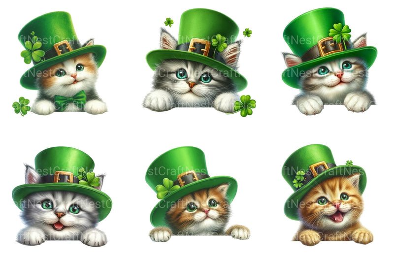 St Patrick's Day Peeking Cats Clipart Bundle - CraftNest - Digital Crafting and Art