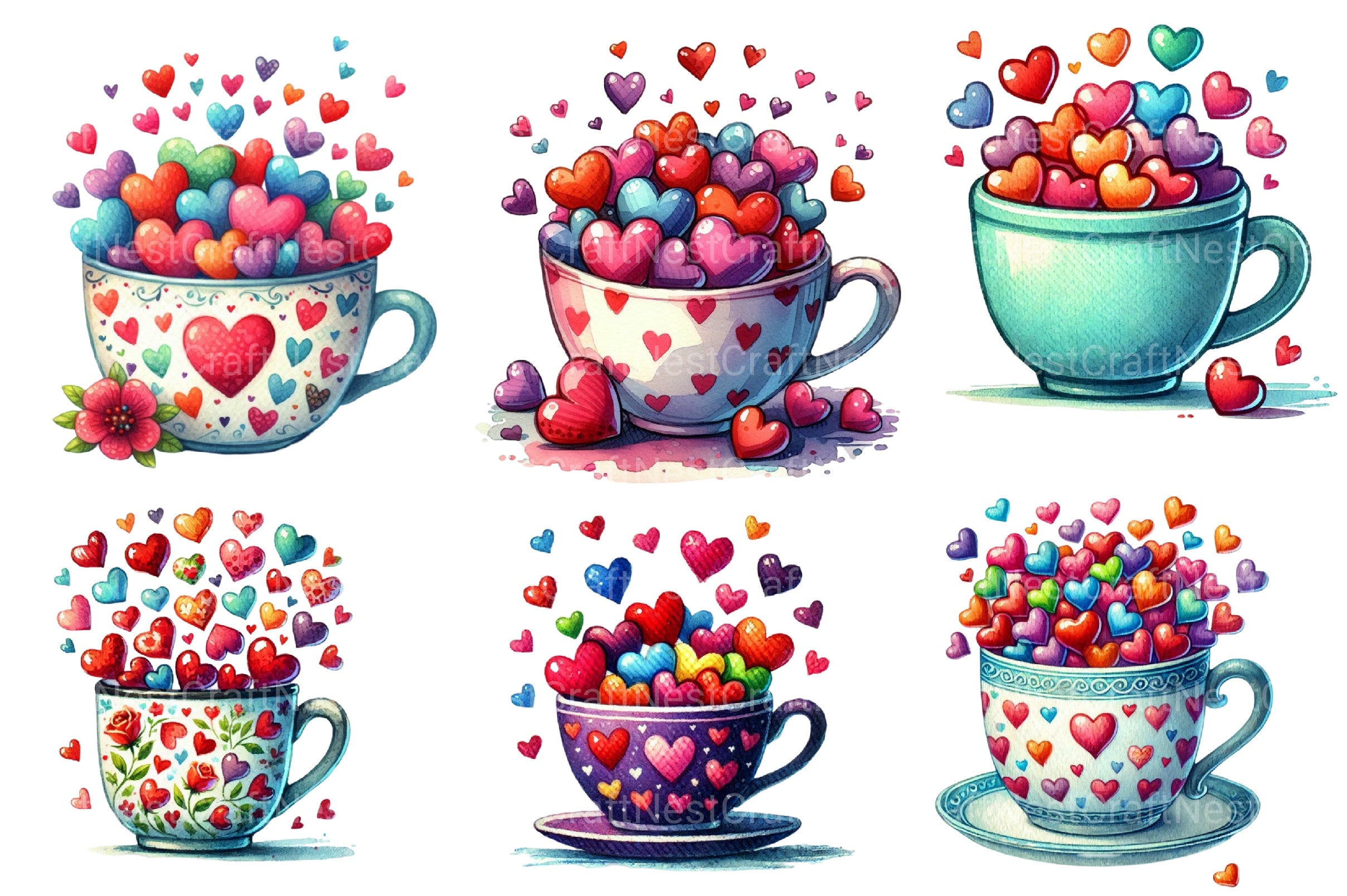 Valentine's Heart Coffee Clipart Bundle - CraftNest - Digital Crafting and Art