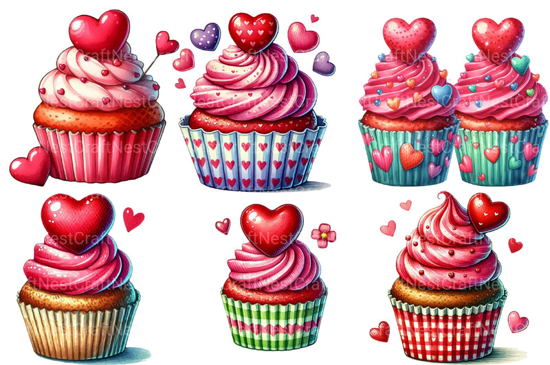 Valentine's Cupcake Clipart Bundle - CraftNest - Digital Crafting and Art