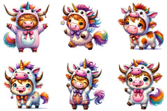 Unicorn Highland Cow Clipart Bundle - CraftNest - Digital Crafting and Art