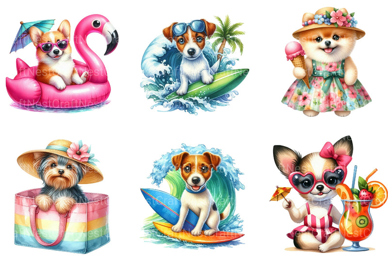 Summer Dog Clipart Bundle - CraftNest - Digital Crafting and Art