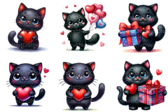 Valentine's Black Cat Clipart Bundle - CraftNest - Digital Crafting and Art