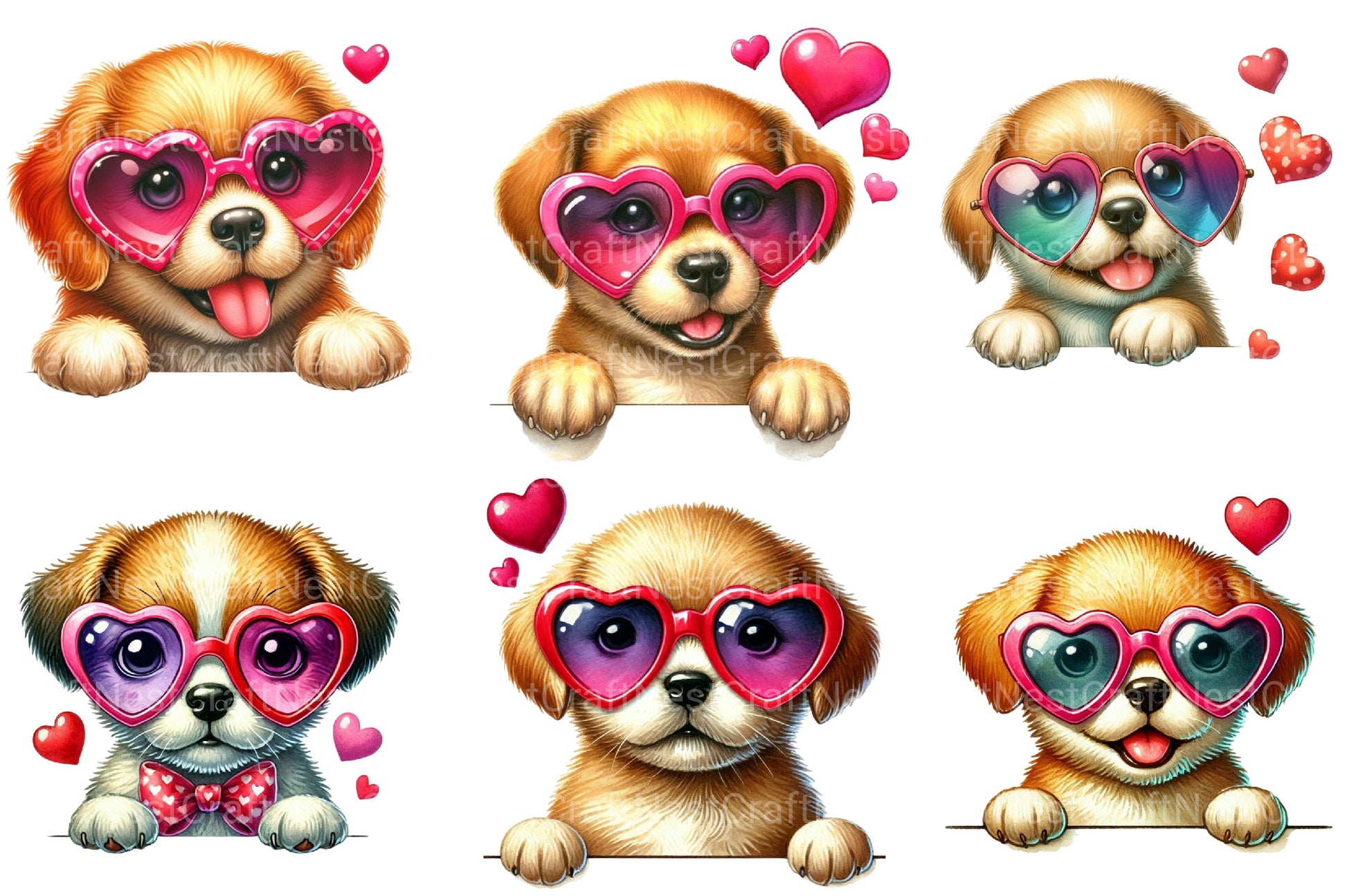 Valentine's Peeking Dog Clipart Bundle - CraftNest - Digital Crafting and Art