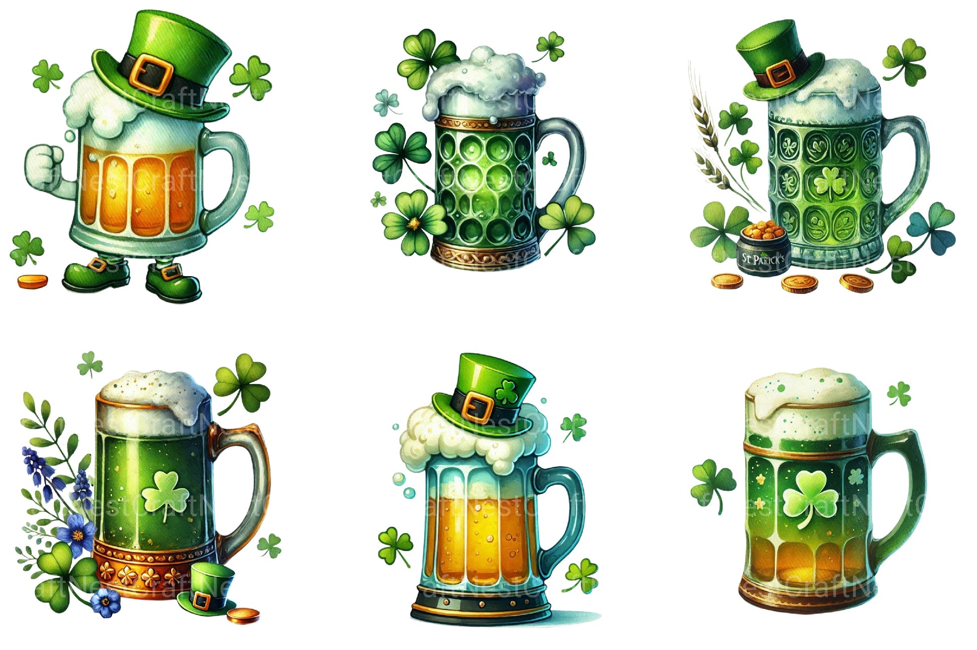 St Patrick's Beer Mug Clipart Bundle 2 - CraftNest - Digital Crafting and Art