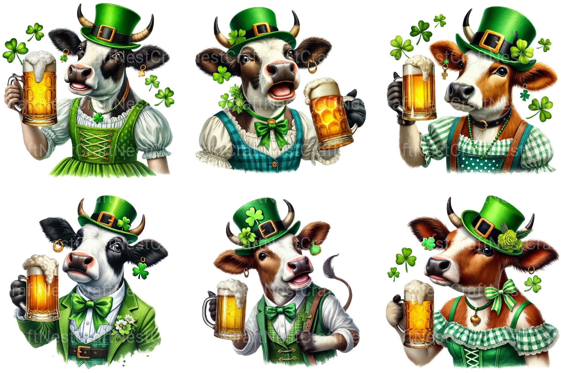 St Patrick's Day Cow Clipart Bundle - CraftNest - Digital Crafting and Art