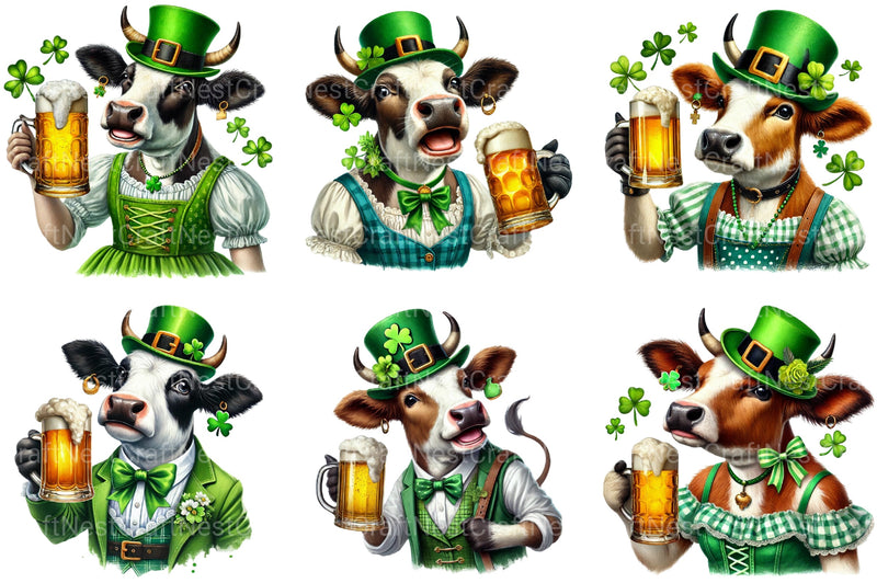 St Patrick's Day Cow Clipart Bundle - CraftNest - Digital Crafting and Art