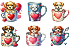 Valentine's Teacup Dog Clipart Bundle - CraftNest - Digital Crafting and Art