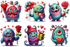 Valentine's Monster Clipart Bundle - CraftNest - Digital Crafting and Art