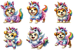 Unicorn Cute Dog Clipart Bundle - CraftNest - Digital Crafting and Art